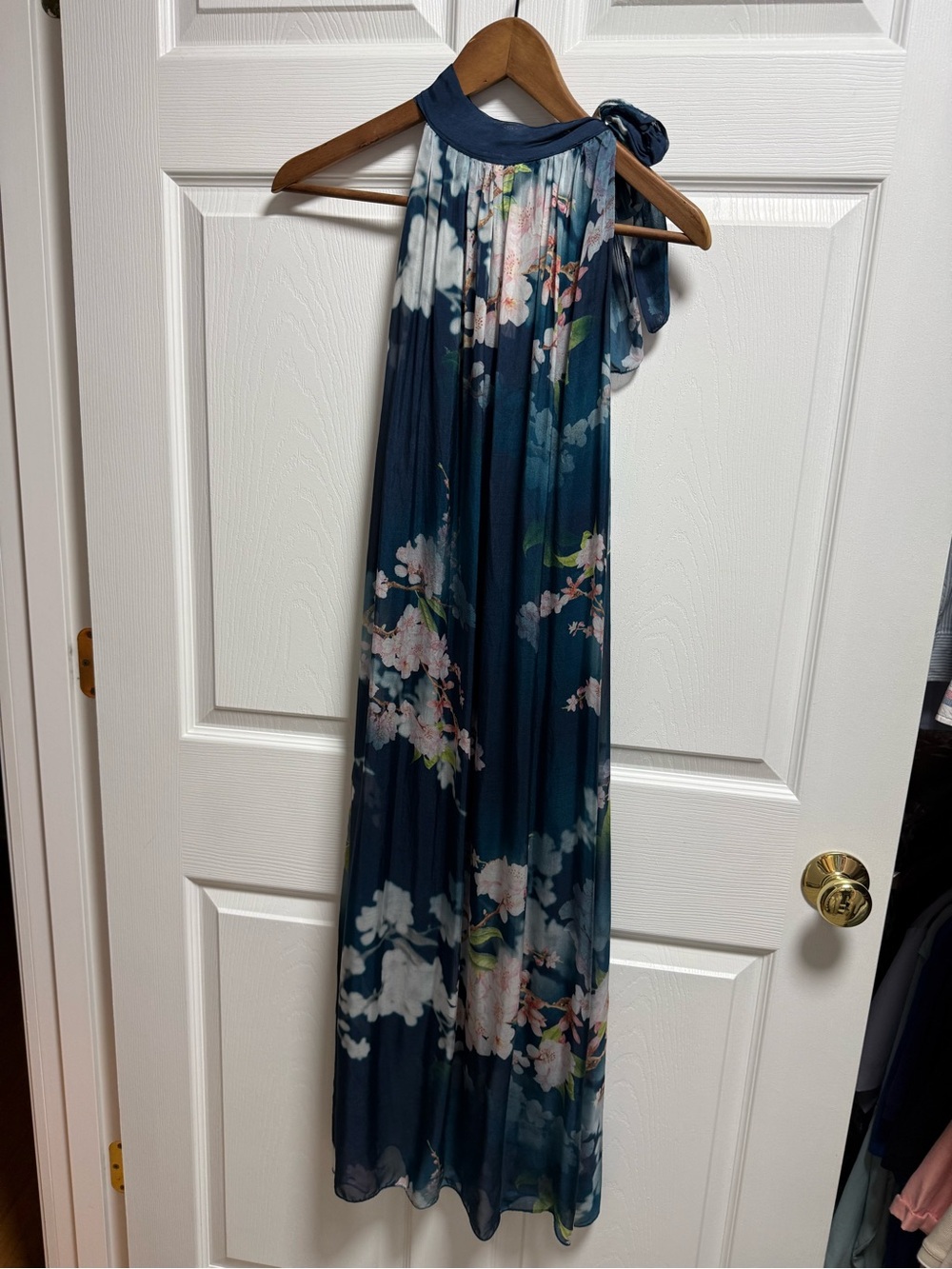 Tempo Paris Navy Floral Halter Maxi Dress
